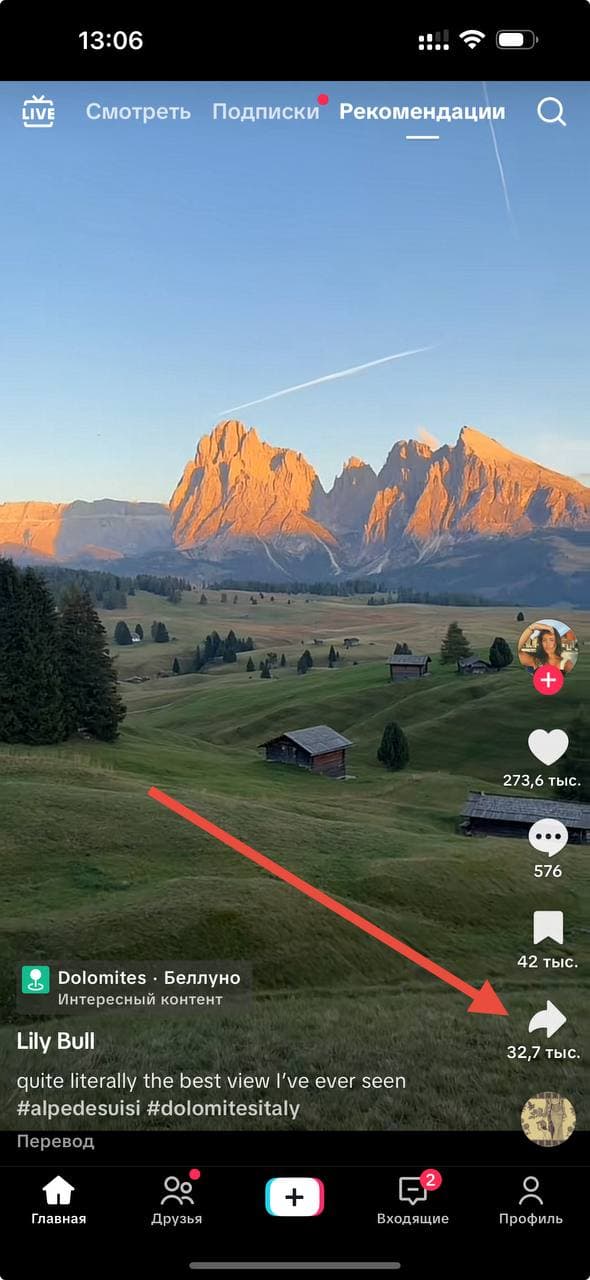 Как скопировать ссылку на видео в TikTok